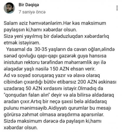 Bakıda yeni dələduzluq növü - Ehtiyatlı olun!