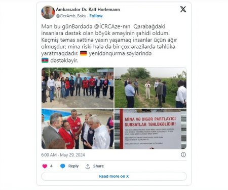 Səfir: Almaniya Azərbaycanın Qarabağdakı yenidənqurma səylərini dəstəkləyir Səfir: Almaniya Azərbaycanın Qarabağdakı yenidənqurma səylərini dəstəkləyir